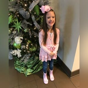 Matilda Jane Hello Lovely Something Special pink long cardigan sweater sz 4